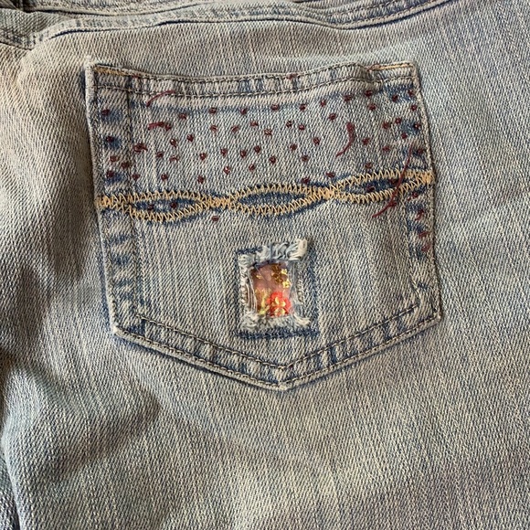 GLO distressed patchwork Bootcut Light Wash Jeans Size 13 - Picture 12 of 12